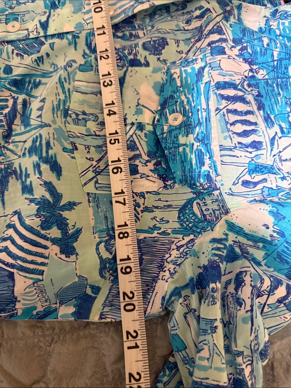 Lilly Pulitzer Blue & Aqua Printed Button-Front Shirt Dress - Picture 11 of 12